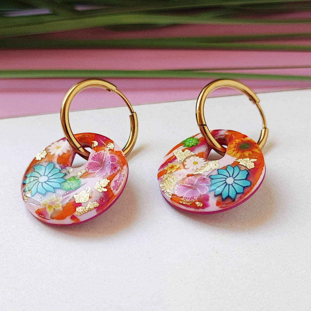 Boucles d'oreilles Créoles Flora rondes