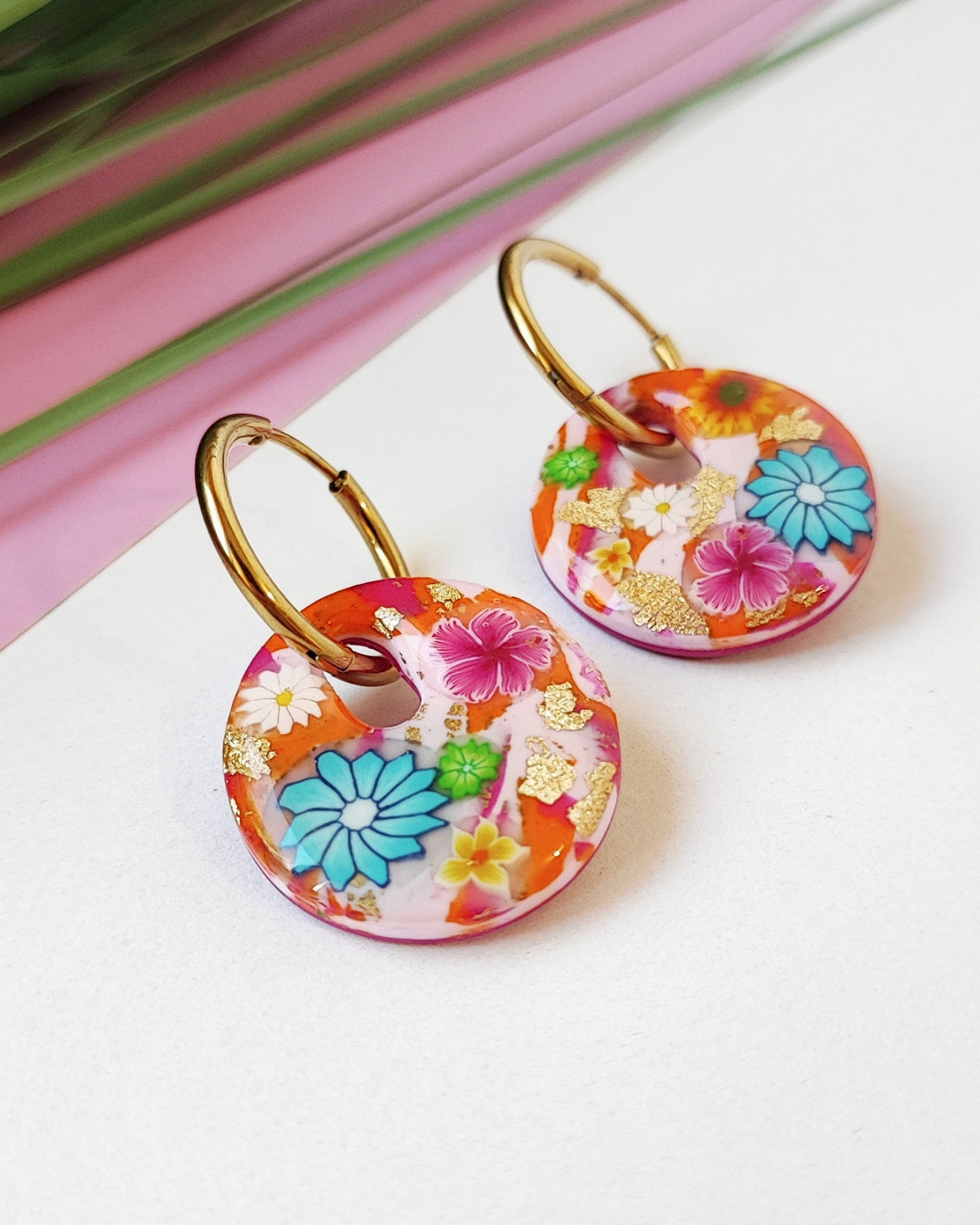 Boucles d'oreilles Créoles Flora rondes