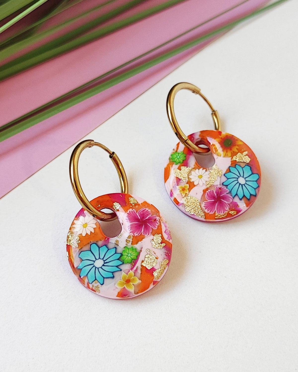 Boucles d'oreilles Créoles Flora rondes