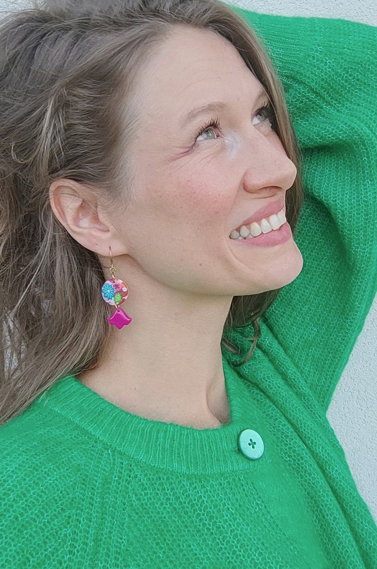 Boucles d'Oreilles Pop Flower rondes fleur de lys